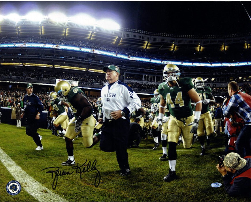 Brian Kelly Notre Dame Running On To The Field Horizontal 16x20 Photo