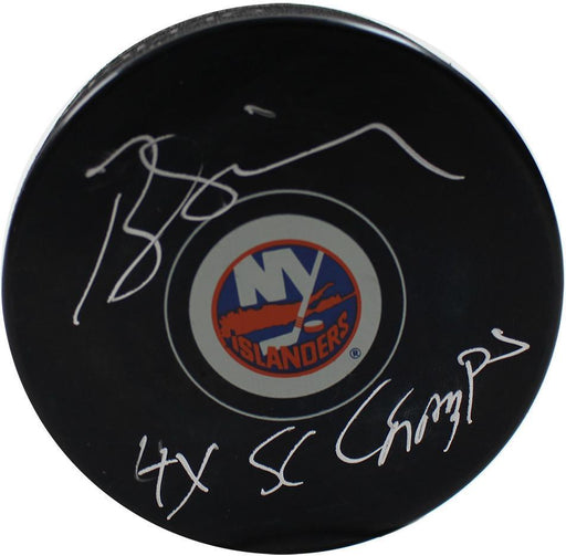 Butch Goring Signed New York Islanders Puck w/ 4x SC Champs Insc