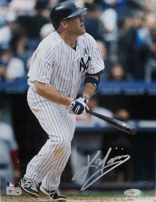 Kevin Youkilis New York Yankees Pinstripe Jersey Batting Close-up Signed 8x10 Photo (MLB Auth)