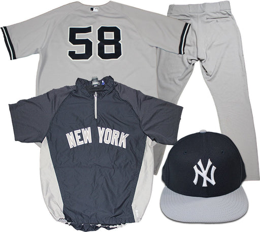 Larry Rothschild Set- NY Yankees 2014 Season #58 Team Issued Hat  Grey Jersey  Grey Pants  BP Pullover Set