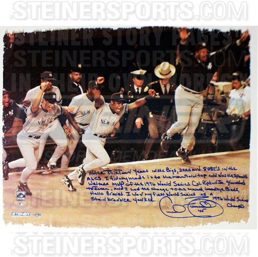 Cecil Fielder Signed Celebrating WS Win 22x26 Story Canvas