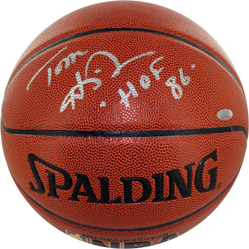 Tom Heinsohn Signed I/O NBA  Basketball w/ HOF " Insc. ( Signed in silver)