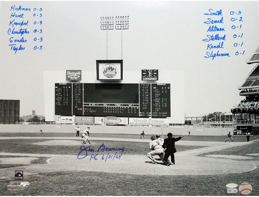 Jim Bunning Perfect Game Box Score 16x20 w/ 12 Inscriptions