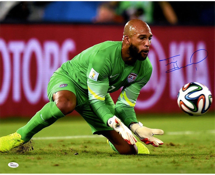 Tim Howard Close Up Catching Ball Signed 16x20 Photo