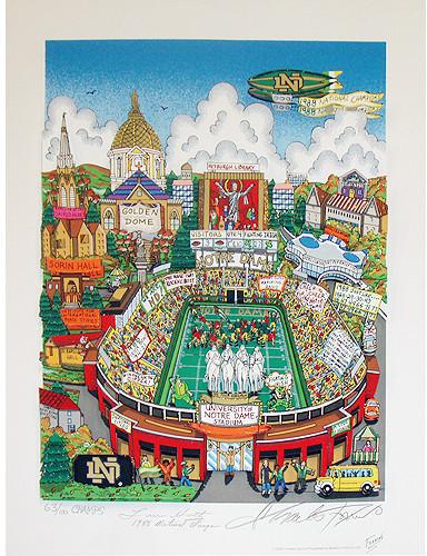 Lou Holtz Fazzino Notre Dame Pop Art w/ Holtz "88 National Champs" Insc. (LE 100)