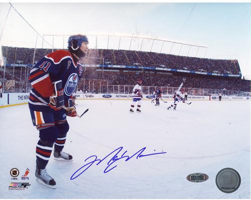 Mark Messier Oilers Jersey Outdoor Game vs. Canadians Horizontal 8x10 Photo