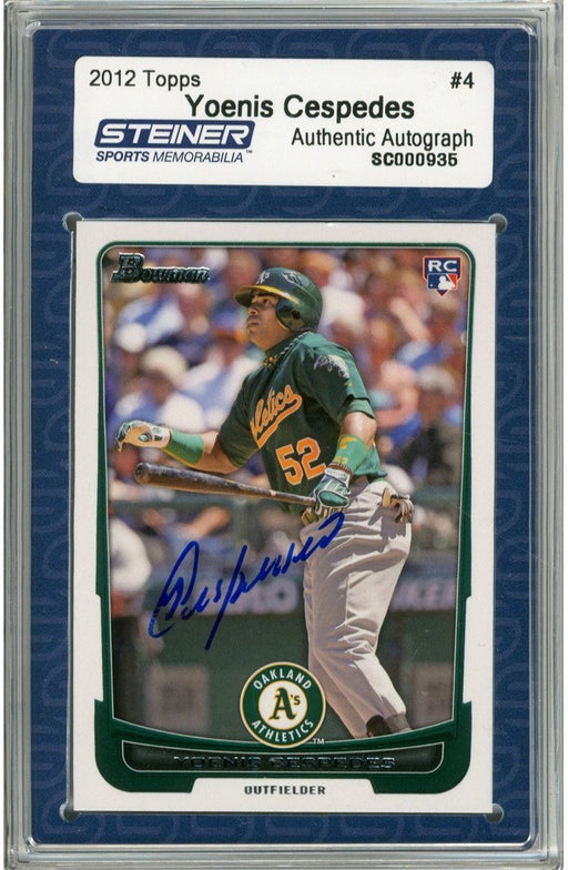 Yoenis Cespedes Signed 2012 Bowman Draft Rookie Card nbr4 Slabbed by Steiner