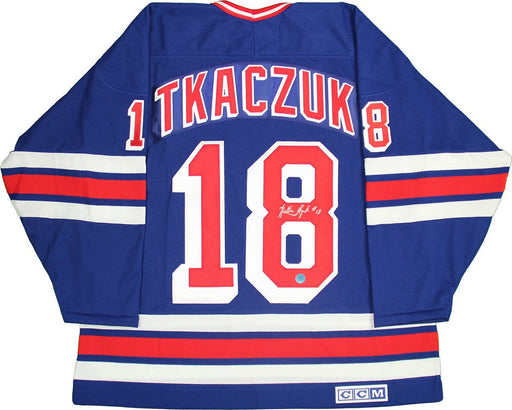 Walt Tkaczuk Signed New York Rangers Blue CCM Vintage Jersey (AJ Sports Auth)