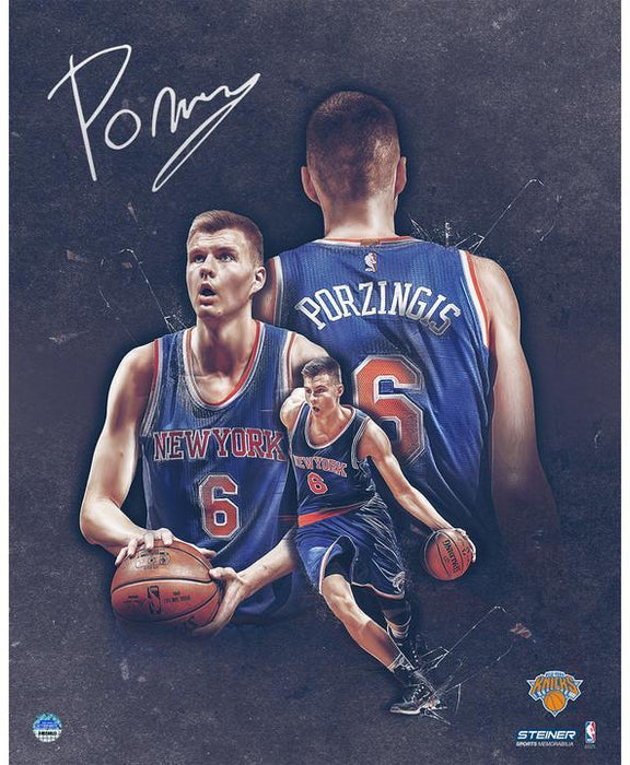 Kristaps Porzingis Signed 16x20 Metallic Photo Collage