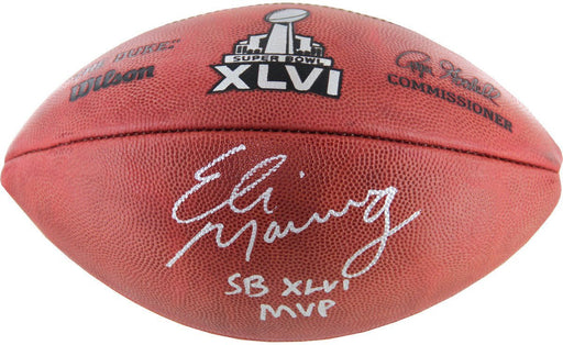 Eli Manning Signed Super Bowl XLVI Football w/ SB XLVI MVP Insc