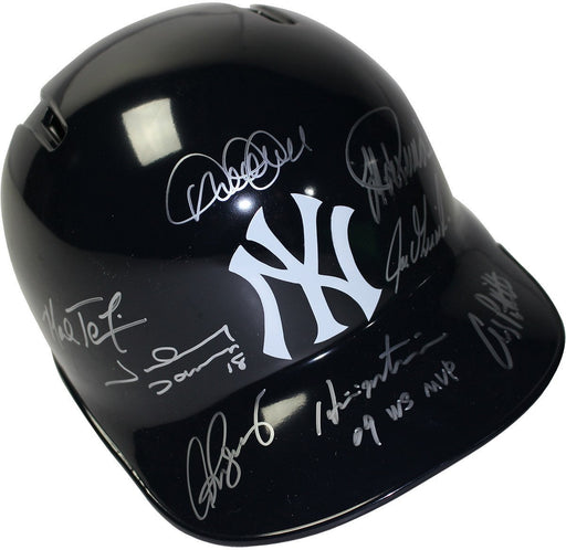 Jorge Posada Hideki Matsui Alex Rodriguez Johnny Damon Joe Girardi Mark Teixeira Derek Jeter Andy Pettitte Signed Yankees Batting Helmet Left Ear Flap w/ 09 WS MVP Insc MLB Auth