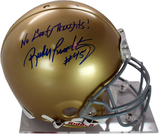 Rudy Ruettiger Signed Authentic Notre Dame Full Size Helmet w/ "No Goofy Thoughts" insc