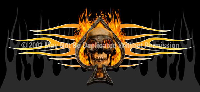 Window Graphic - 30x65 Flaming Ace Skull