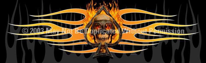 Window Graphic - 20x65 Flaming Ace Skull