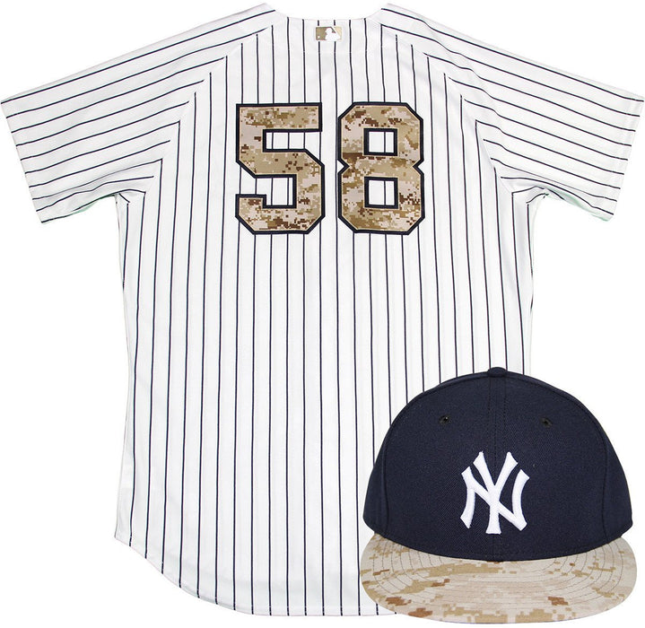 Larry Rothschild Uniform - NY Yankees 2015 Game Used #58 Jersey and Hat  w/ Memorial Day Camo (5/25/2015)