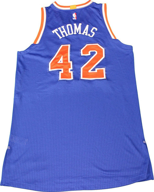 Lance Thomas New York Knicks 2015-16 Game Used #42 Blue Jersey (3/4/2016 at Boston Celtics) (2XL) (NKN04285)