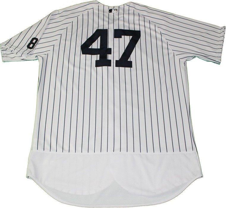 Ivan Nova Jersey - NY Yankees 2016 Opening Day Game Issued #47 Pinstripe Jersey w/ Yogi Berra #8 Commemorative Patch (4/5/2016)(JB804076)(Size 50)