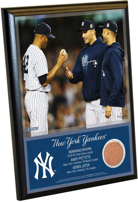 Derek Jeter Andy Pettitte Mariano Rivera Leaders 8x10 Plaque w/ Authentic Yankee Stadium Dirt