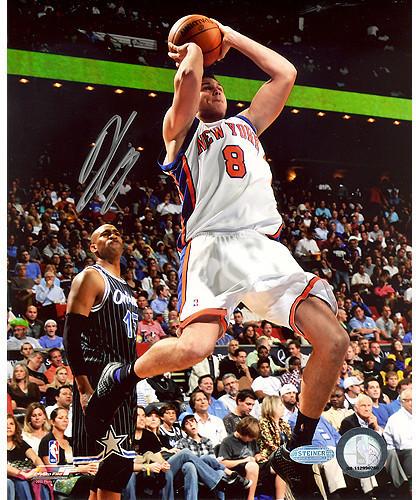 Danilo Gallinari Knicks White Jersey Shot in Mid Air vs Magic 8x10 Photo