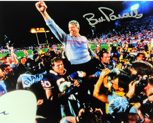 Bill Parcells Signed Carry Off Blue Sweater 8x10 Photo