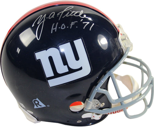 Y.A. Tittle Signed New York Giants Throwback Proline Helmet w/ "HOF" Insc (GTSM Holo & Athlon Sports COA)