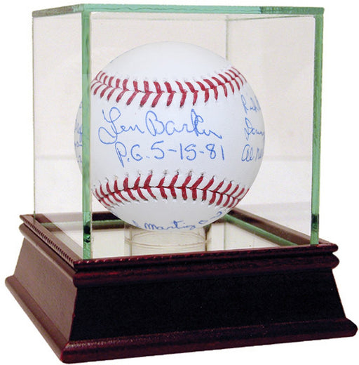 Len Barker Signed MLB Baseball w/ Stats Insc