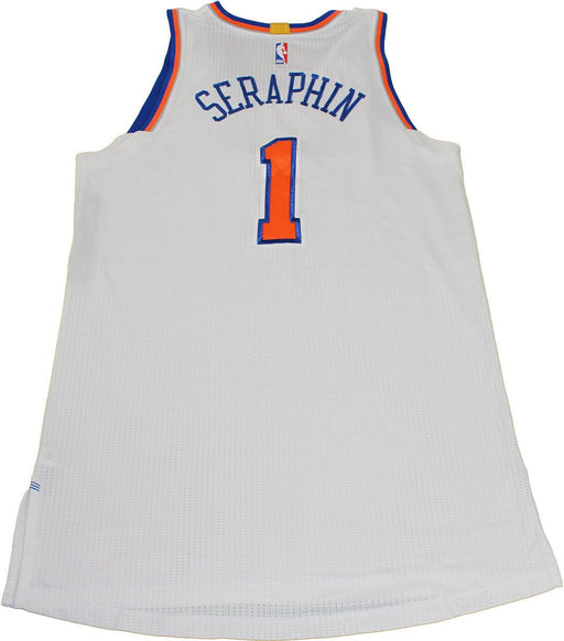 Kevin Seraphin New York Knicks 2015-16 Game Used #1 White Jersey (1/31/2016 vs. Golden State Warriors) (3XL) (NKN04941)