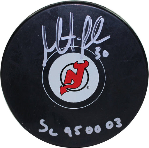 Martin Brodeur Signed NJ Devils Puck with "SC 95 00 03" Insc