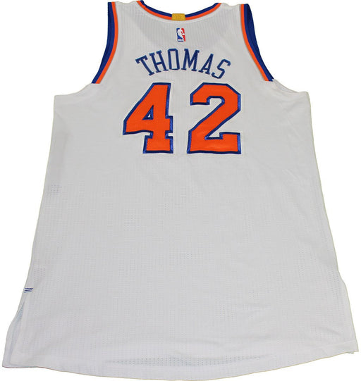 Lance Thomas New York Knicks 2015-16 Game Used #42 White Jersey (1/13/2016 at Brooklyn Nets) (2XL) (NKN03236)