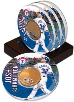 Josh Hamilton Player Coaster w/ Game Used Dirt (Set of 4)