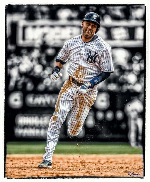 Derek Jeter Veritcal Running B/W With Color Accents 16x20 Photo Uns (Signed By William Hauser)