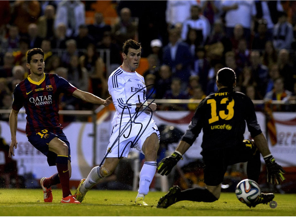 Gareth Bale Signed Real Madrid Scoring  Against the Golie  12x16 Photo ( Icons Auth & Third Party Holo)