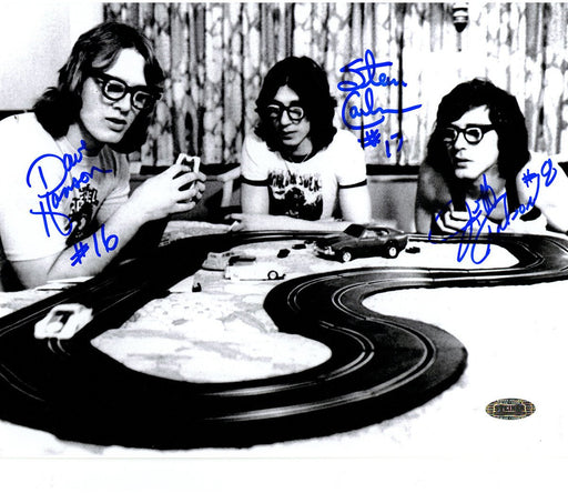 Hanson Brothers Charleston Chiefs Triple Signed Playing With Toy Cars 8x10 Photo