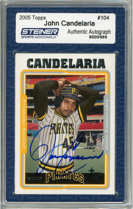 John Candelaria Signed 2005 Topps Card - Pirates - Hands Over Head (Slabbed by Steiner)