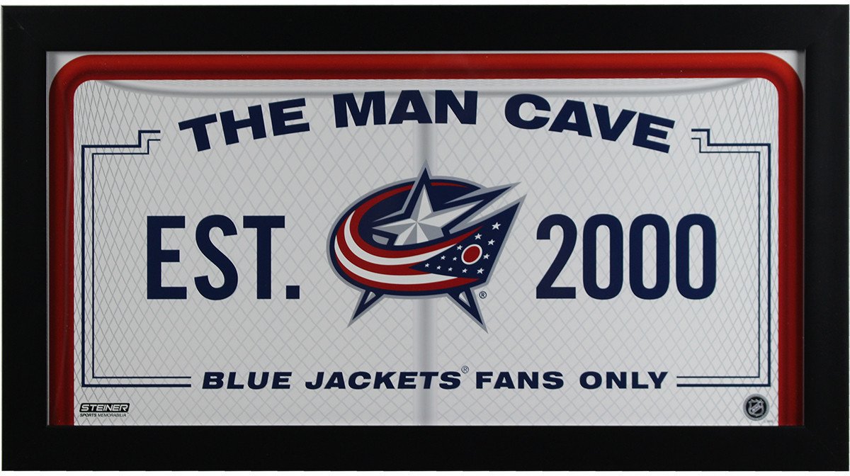 Columbus Blue Jackets Fan Cave Sign 10x20 Framed Photo