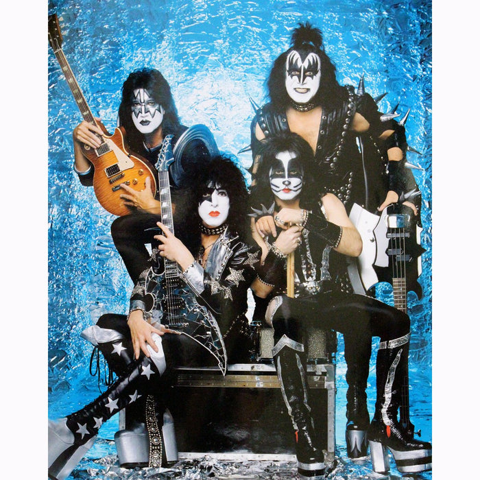 Kiss Band Group Pose Aqua 20x24 Photograph