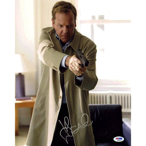 Kiefer Sutherland Signed 24 w Pointing Gun Looking Forward 11x14 Photo PSADNA