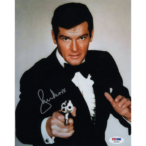 Roger Moore Signed James Bond Close Up 8x10 Photo (PSADNA)