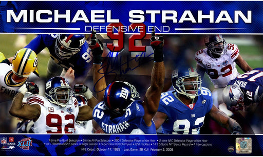 Michael Strahan Signed "Defensive End" Collage 10x17 Photo