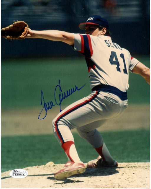 Tom Seaver signed windup windup with Chicago 8x10 (JSA)