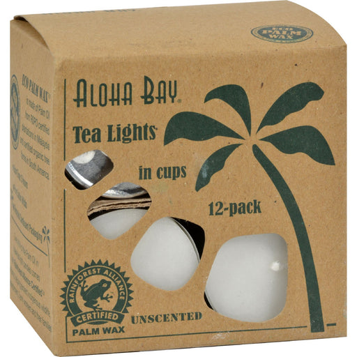 Aloha Bay Palm Wax Tea Lights with Aluminum Holder - 12 Candles