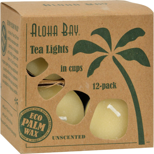 Aloha Bay Palm Wax Tea Lights with Aluminum Holder Cream - 12 Candles