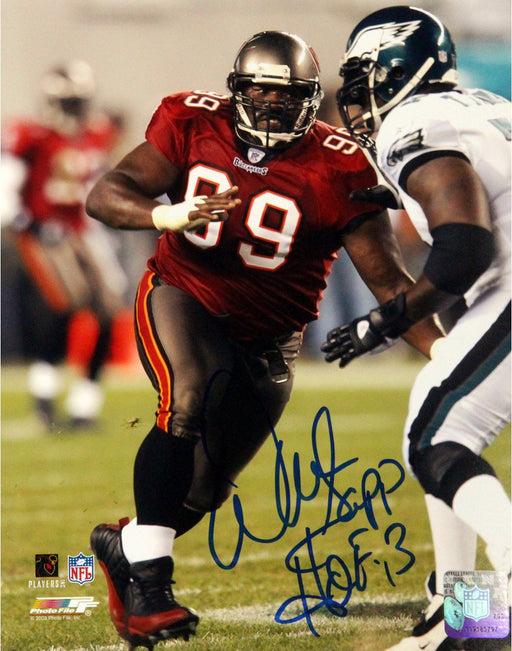 Warren Sapp Tampa Bay Buccaneers Signed 8x10 Photo Inscribed "HOF 13"