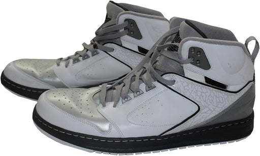 Joe Johnson Shoes - Brooklyn Nets 2013-2014 Game Used #7 White Black and Metalic Silver Jordan Sixty Club Shoe (Pair) (Size 16)