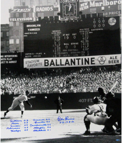 Don Larsen Signed PG First Pitch Vertical 20x24 w/ Perfect Game Lineup