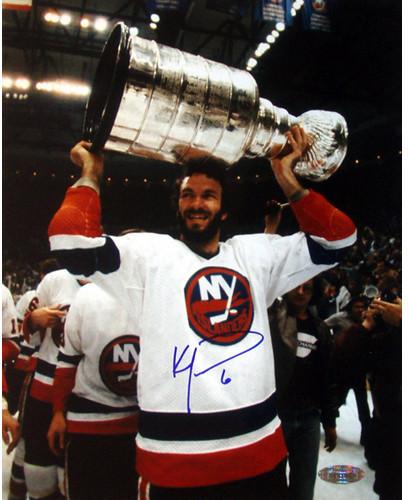 Ken Morrow w/ Stanley Cup Overhead 16x20 Photograph