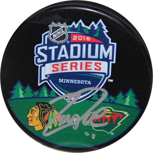 Zach Parise Signed 2016 Stadium Series Dueling Logo Autograph Replica Puck