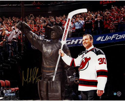 Martin Brodeur Signed Wide Angle Retirement Night With Statue 16x20 Photo