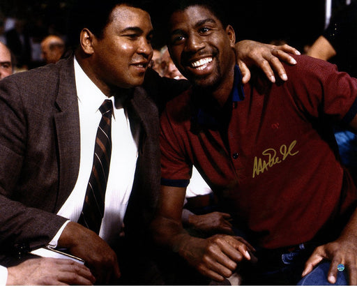 Magic Johnson Signed Sitting With Ali 16x20 Photo