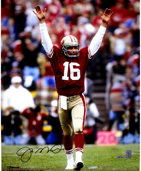 Joe Montana Touchdown Signal Signed 16x20 Photo Signed In Black